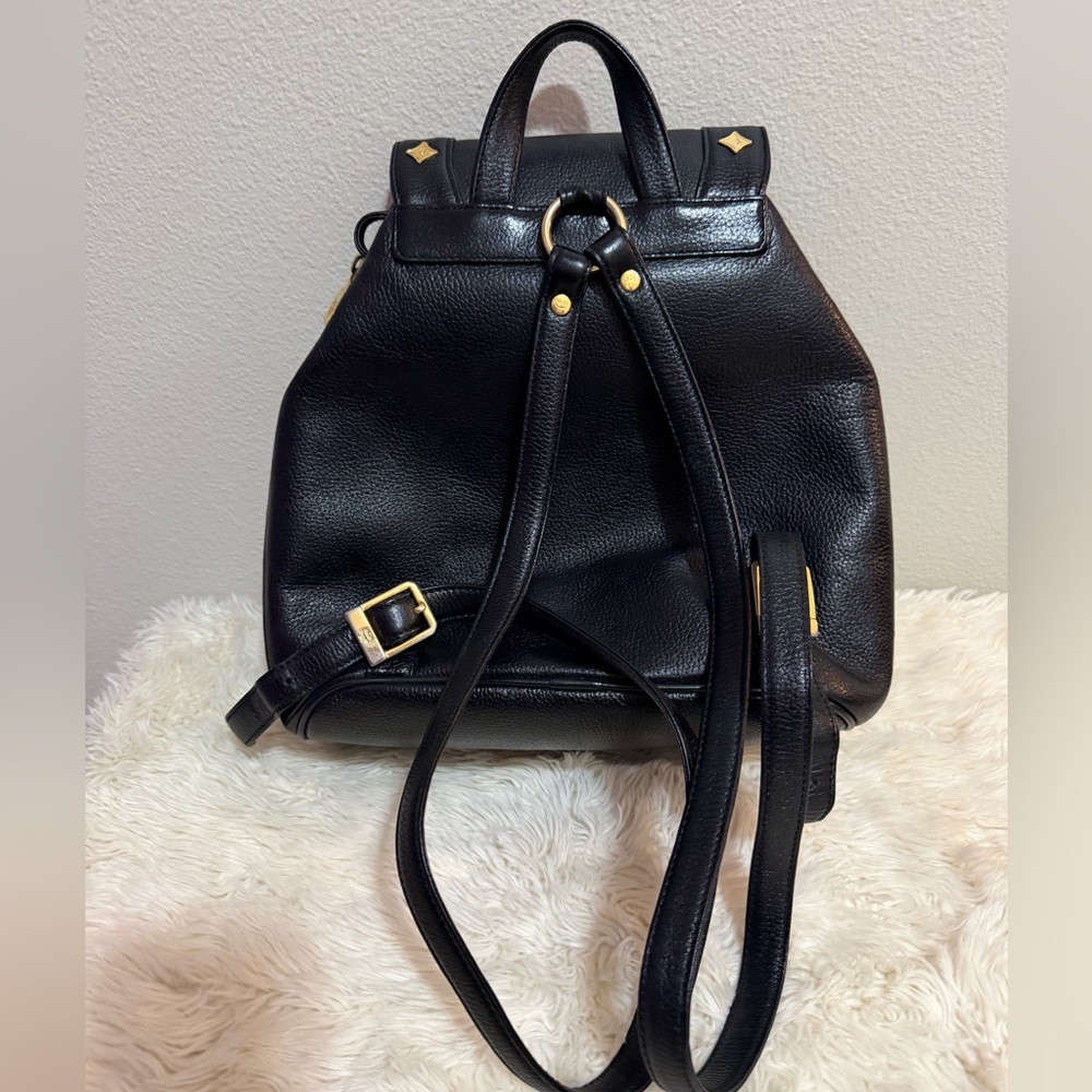 MCM Black Backpack with Gold Accents - Picture 3 of 12
